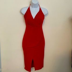 SALE- Gorgeous Red MIDI Bodycon Dress with Middle Slit Size- S